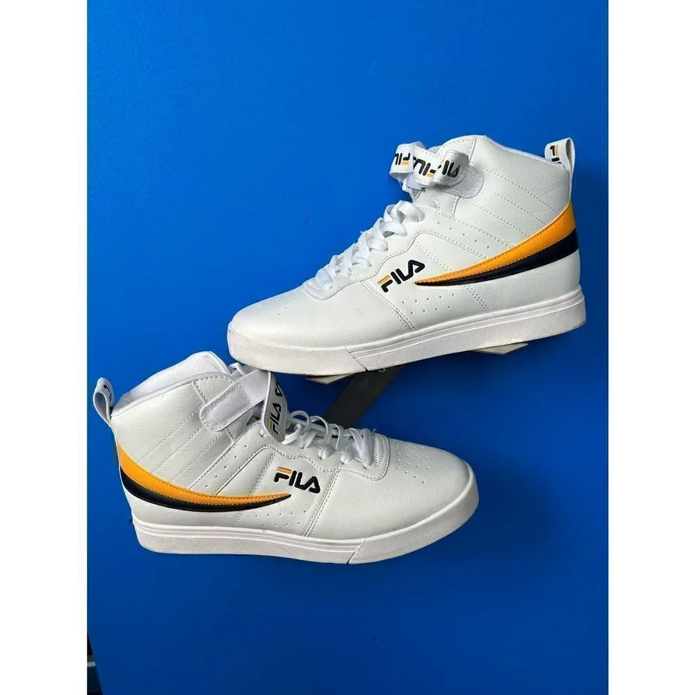 Fila Men's F-13v - White/Yelow/Fila Back - Fashion Sneakers - Sz: 10